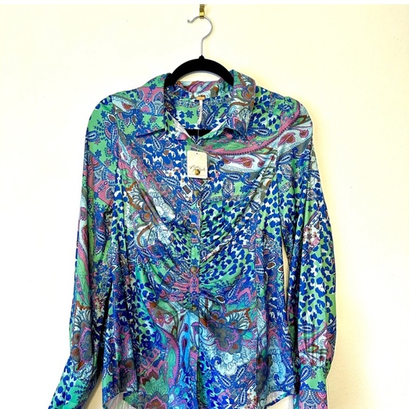 NWT Free People Bianca Printed Blouse - Picture 3 of 5